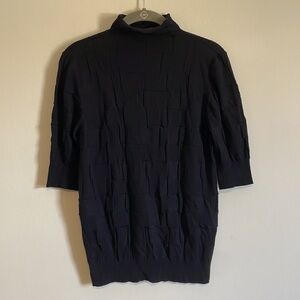 AKRIS Punto Wool Mock Neck Sweater Top 10 Black Bergdorf Goodman Geo Monochrome